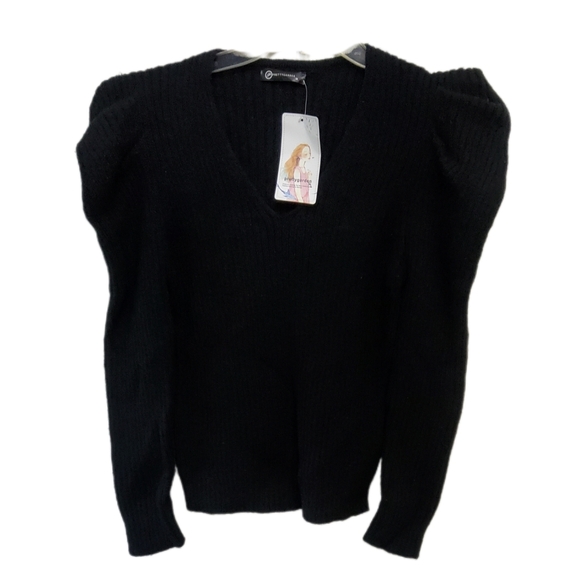 Women's Embellished Puff Sleeve Sweater - Picture 15 of 16